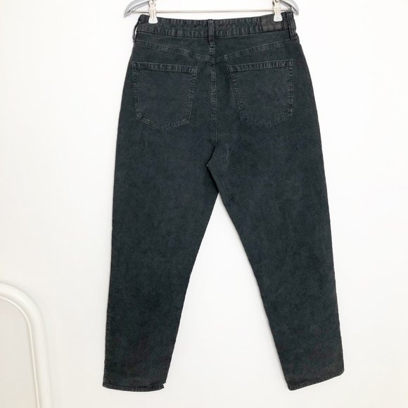 AE Corduroy Mom Jean Dark Grey High Waisted Straight Tapered Stretch Denim Jeans - Picture 11 of 12